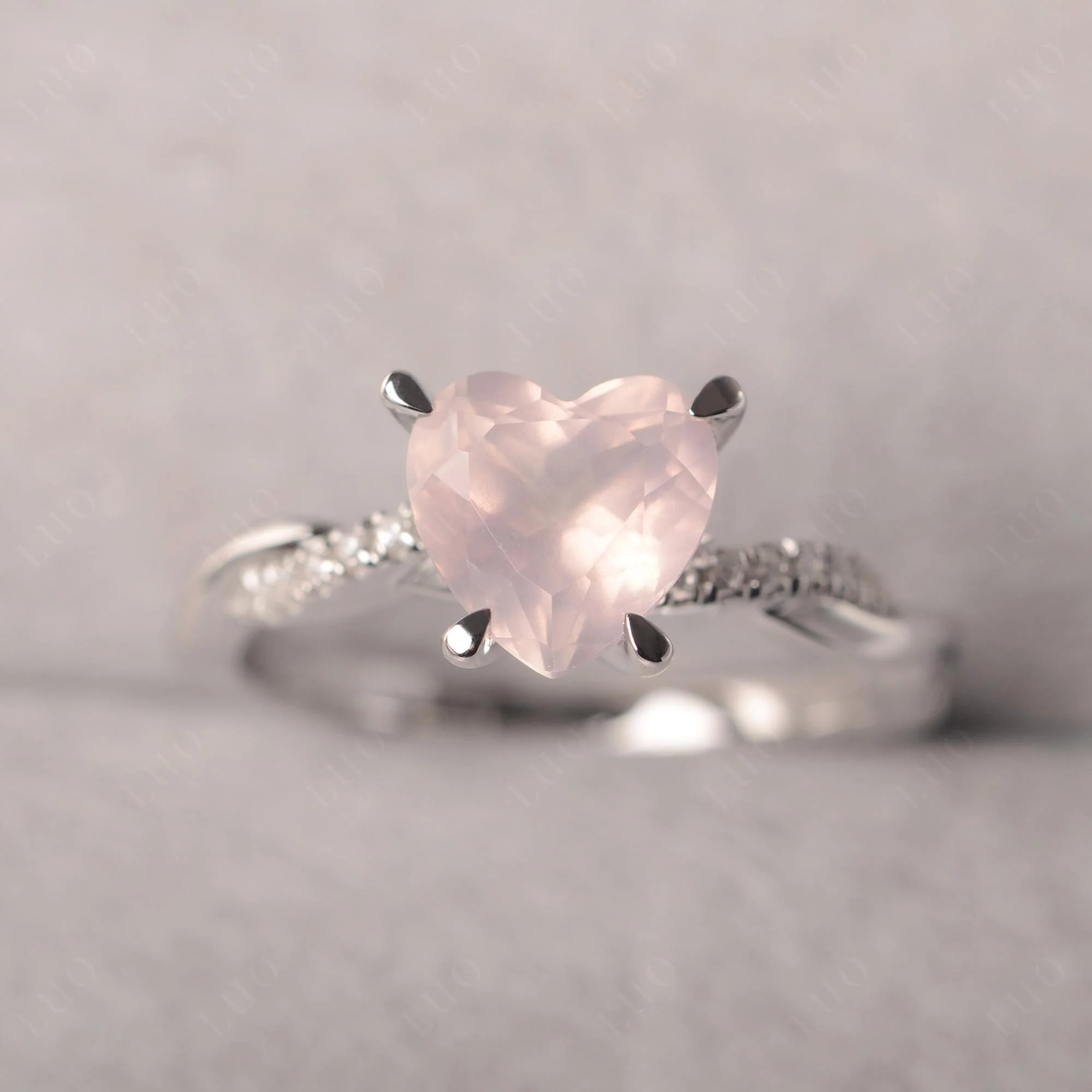 Rose Quartz Twisted Shank Engagement Ring - Image 10