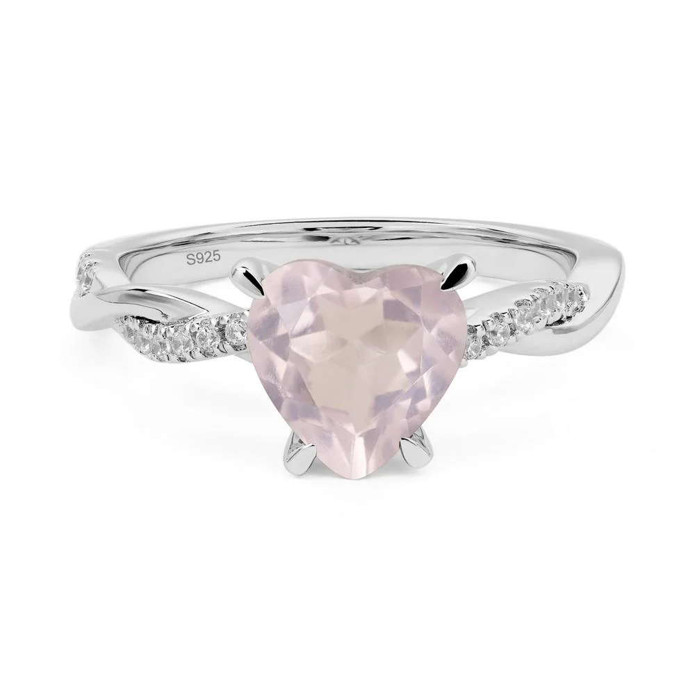 Rose Quartz Twisted Shank Engagement Ring - Image 2