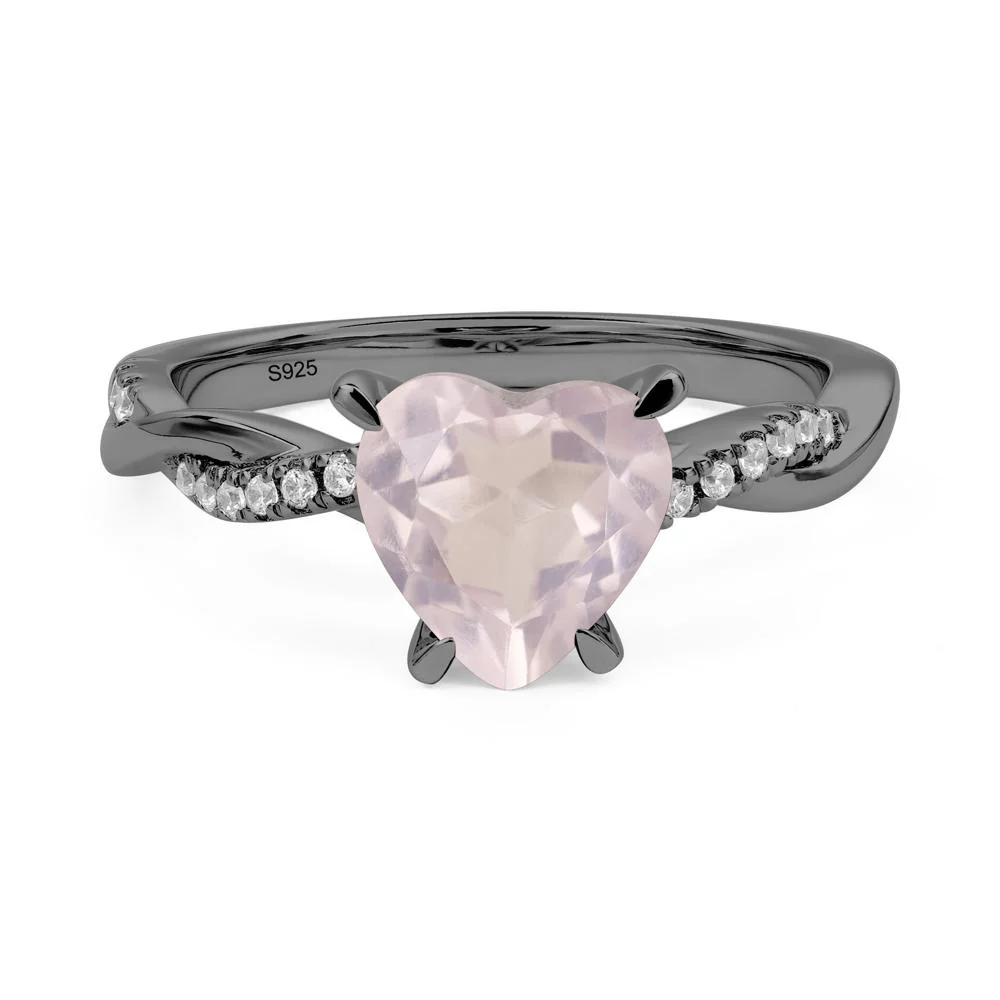 Rose Quartz Twisted Shank Engagement Ring - Image 3