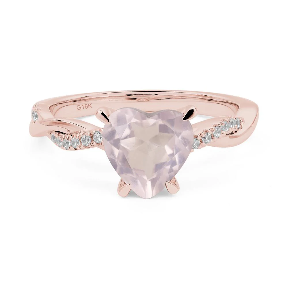 Rose Quartz Twisted Shank Engagement Ring - Image 9