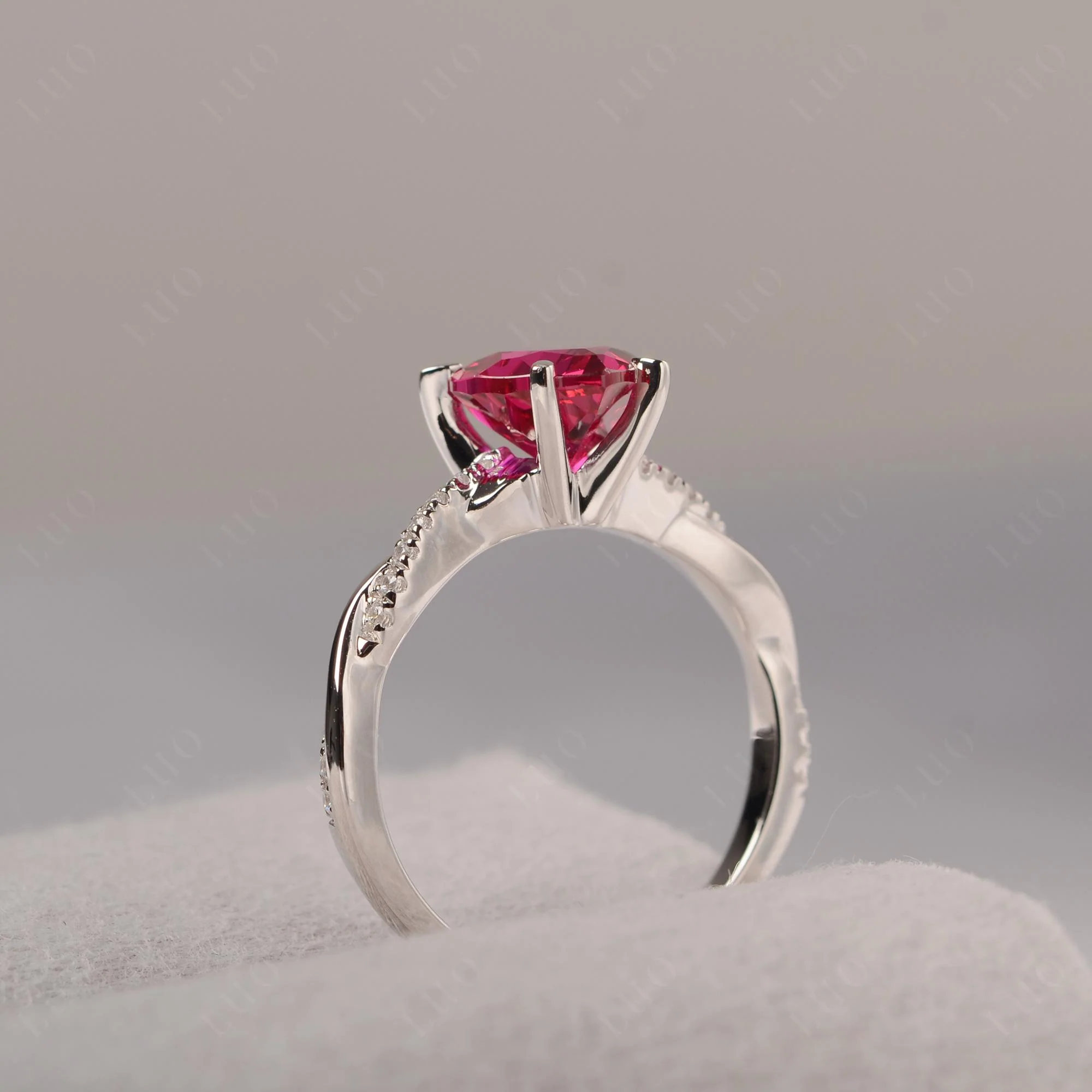 Ruby Twisted Pave Engagement Ring - Image 13