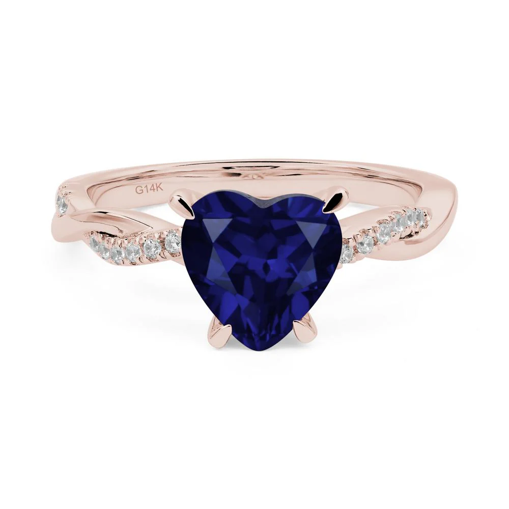 Twisted Heart Shaped Sapphire Ring