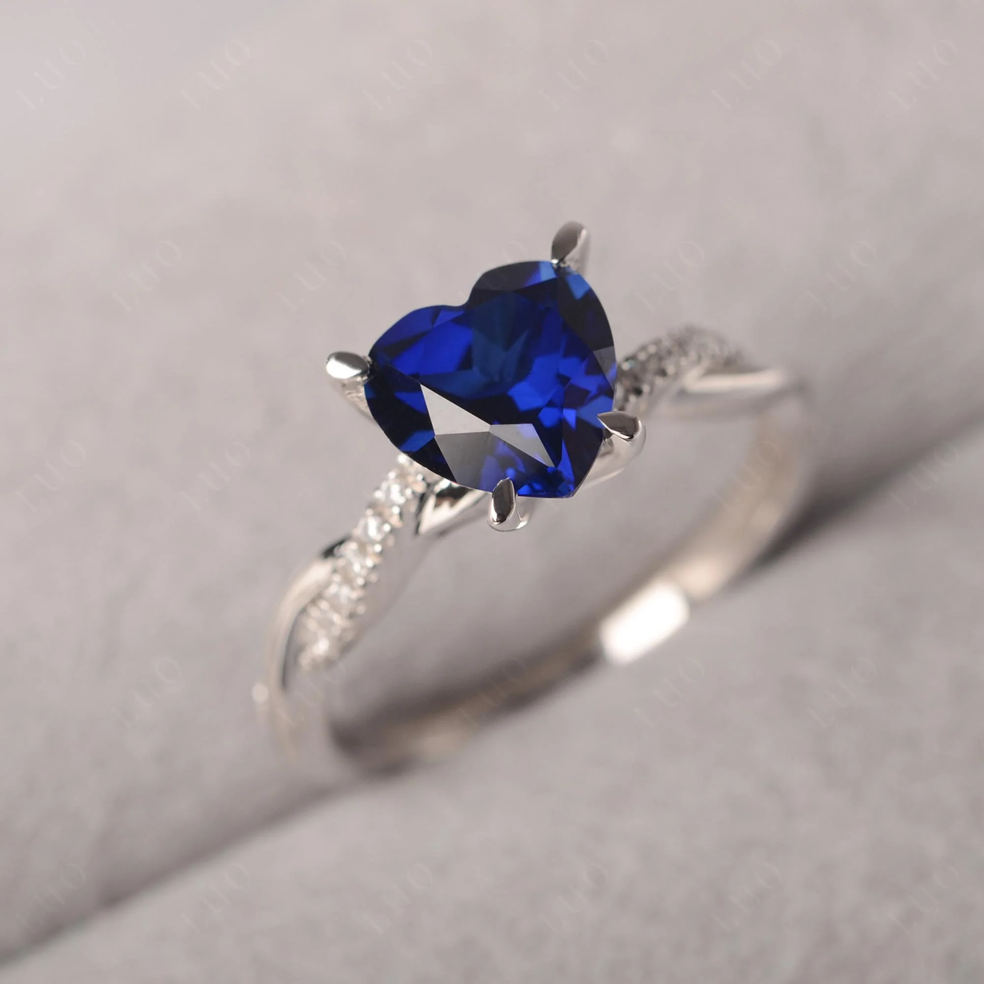 Twisted Heart Shaped Sapphire Ring - Image 10