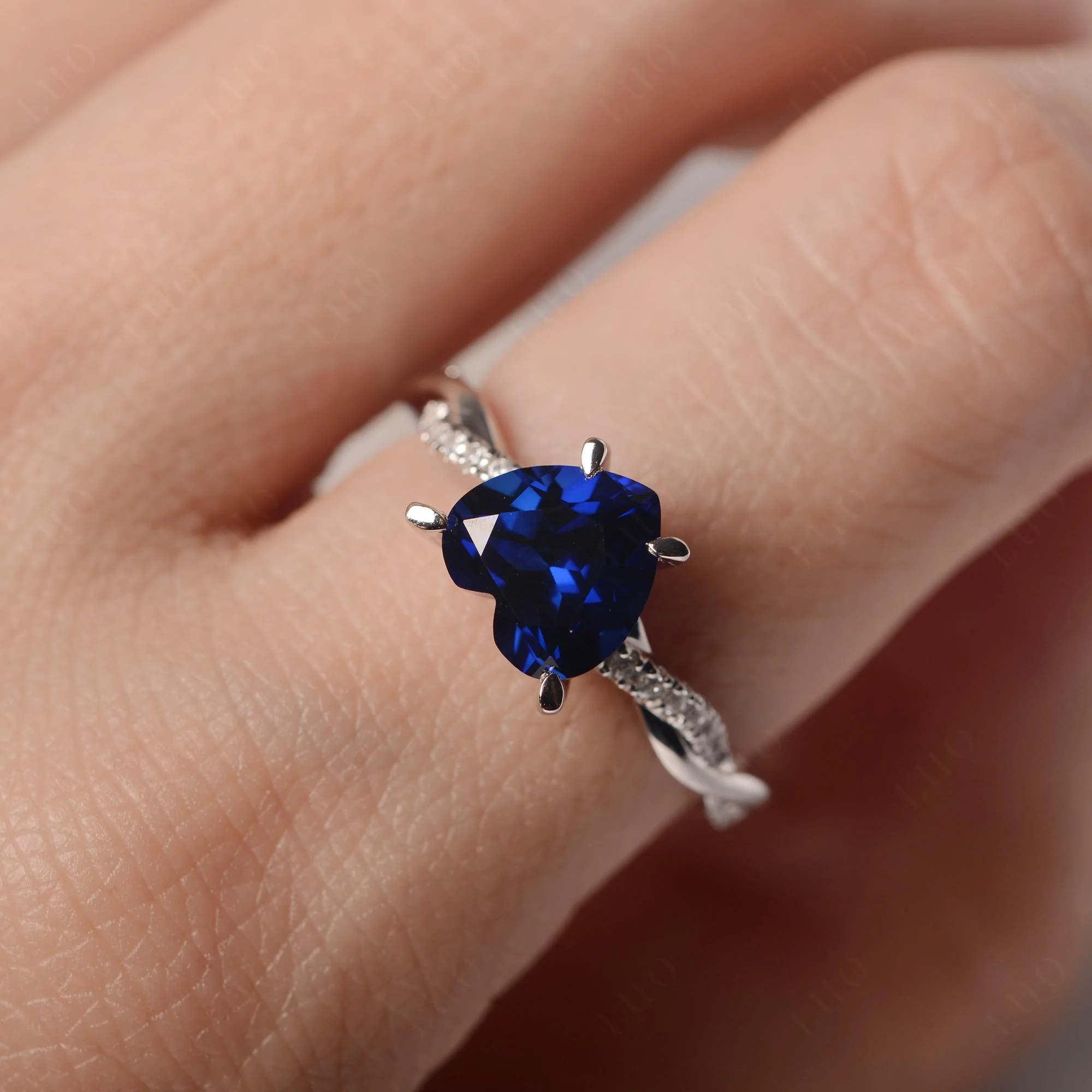 Twisted Heart Shaped Sapphire Ring - Image 14