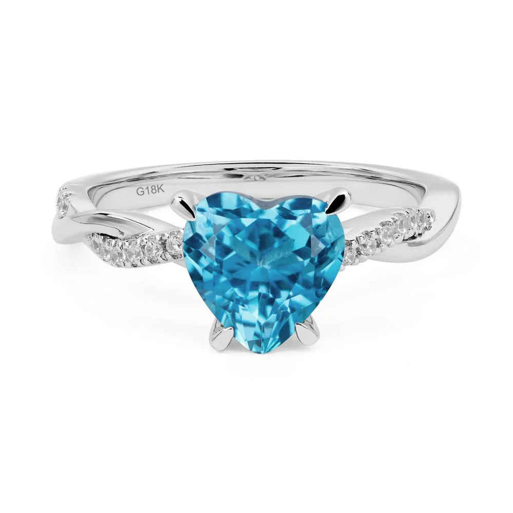 Swiss Blue Topaz Twisted Shank Engagement Ring - Image 7