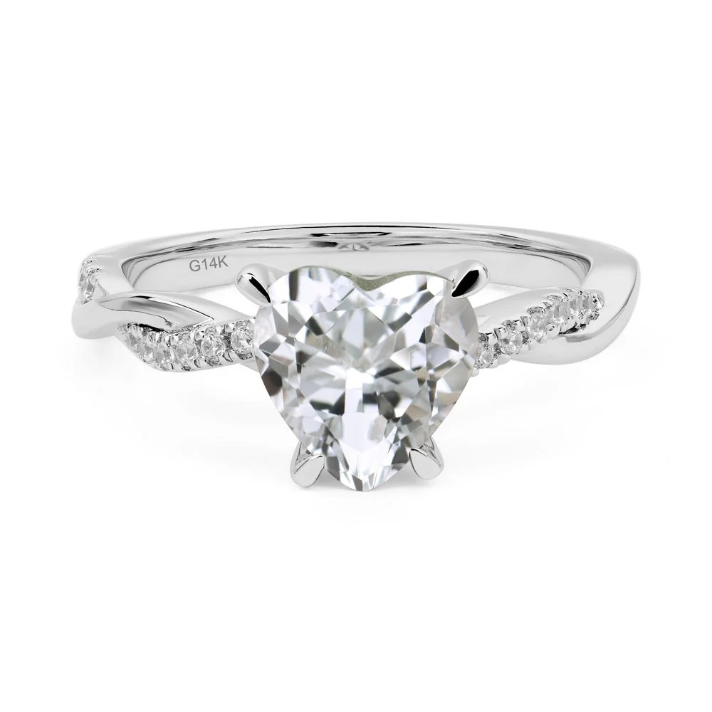 White Topaz Twisted Pave Engagement Ring - Image 3