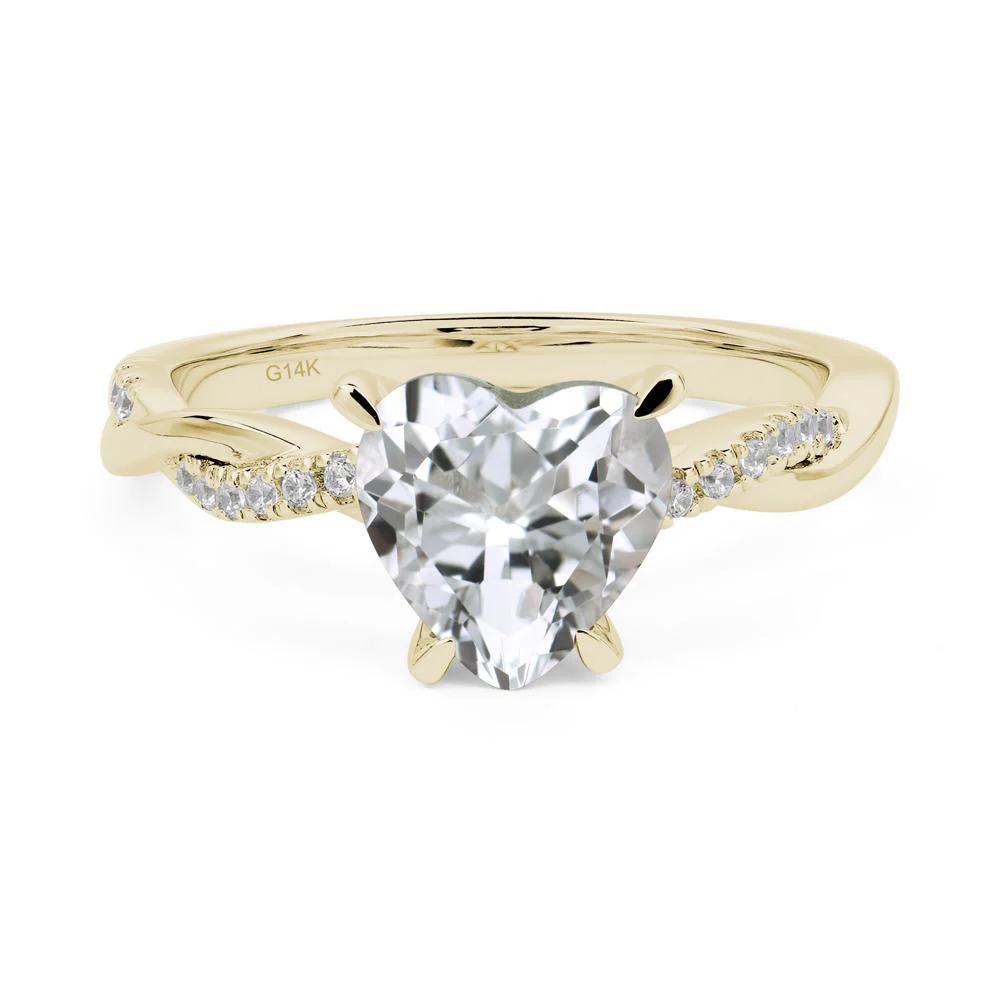 White Topaz Twisted Pave Engagement Ring - Image 4