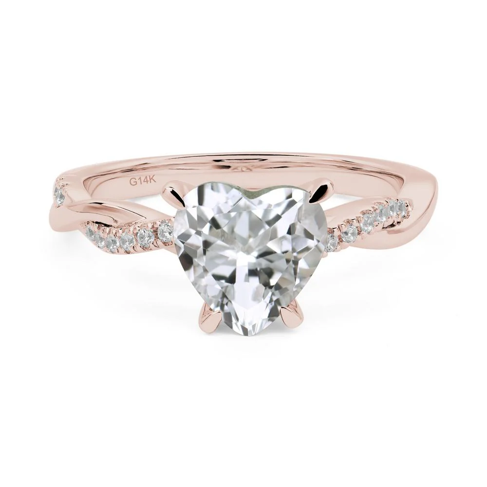 White Topaz Twisted Pave Engagement Ring - Image 5