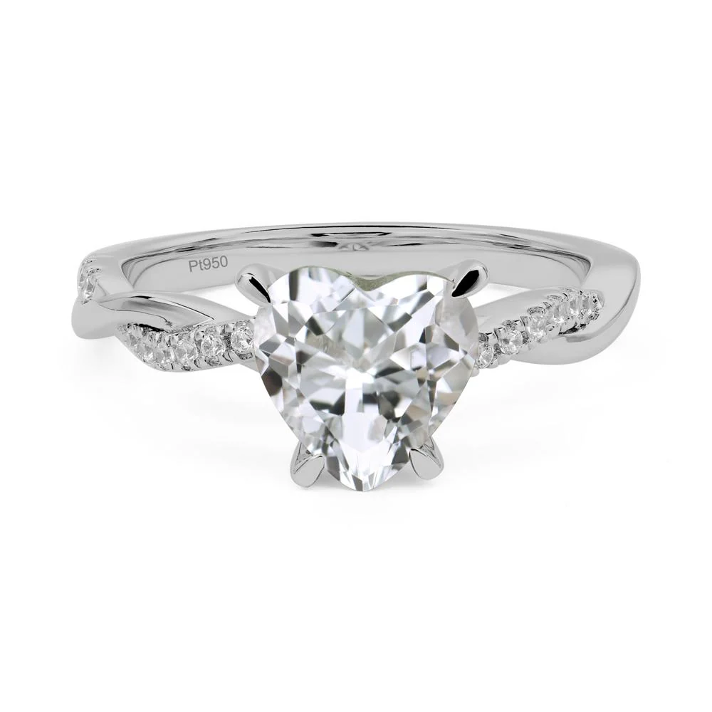 White Topaz Twisted Pave Engagement Ring - Image 6