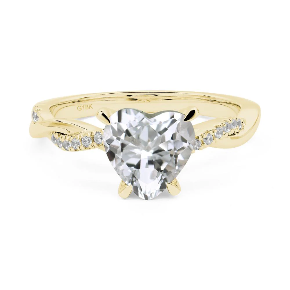 White Topaz Twisted Pave Engagement Ring - Image 8