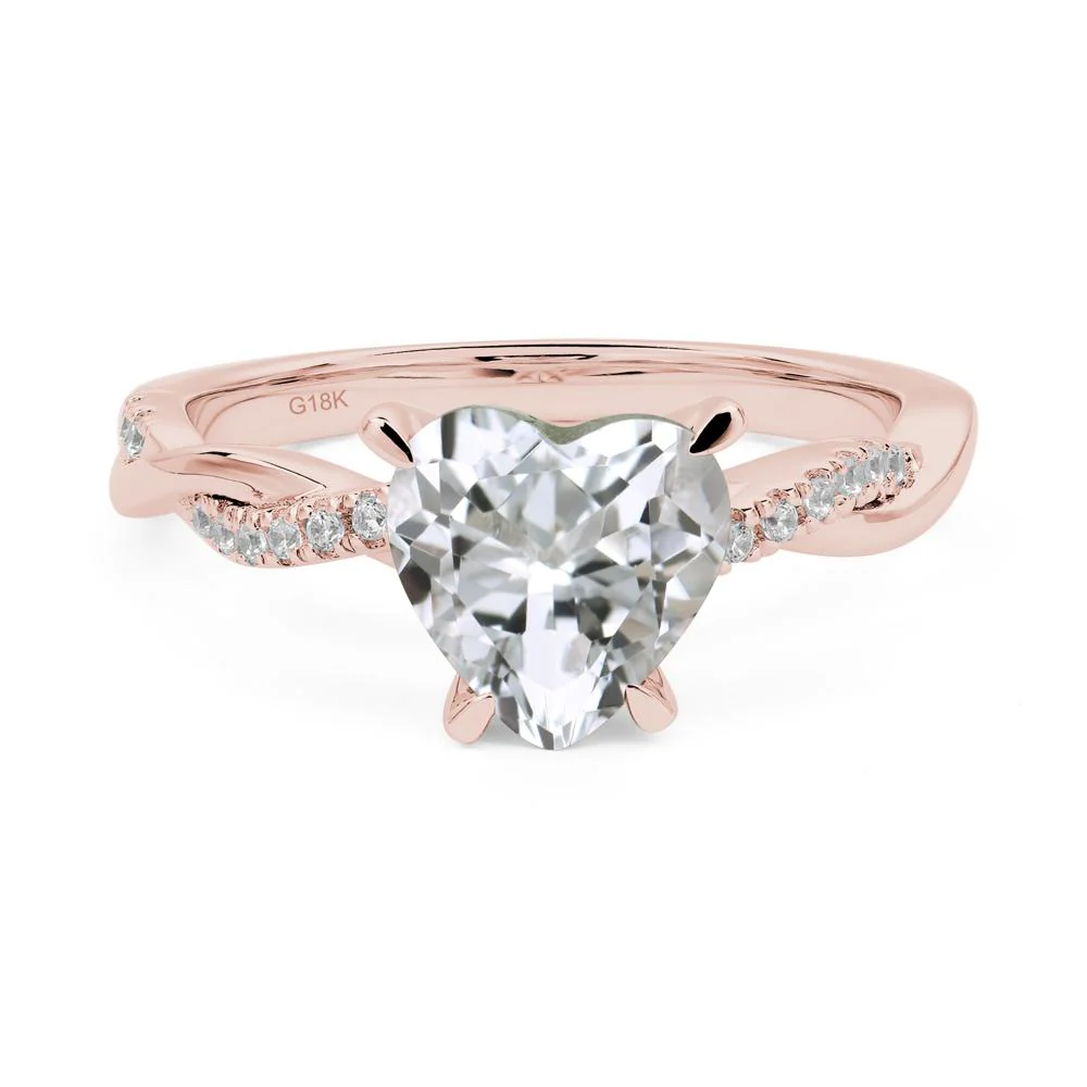 White Topaz Twisted Pave Engagement Ring - Image 9