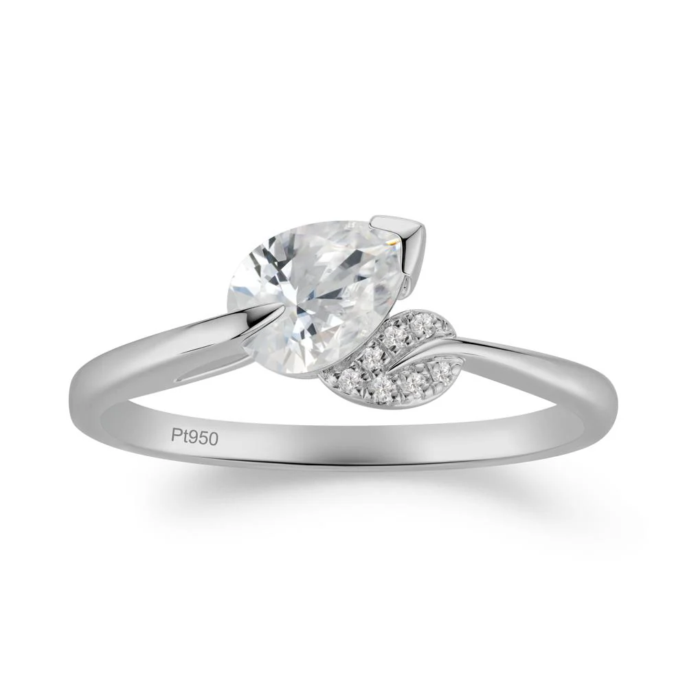 Twisted Leaf Pear Cut Cubic Zirconia Ring