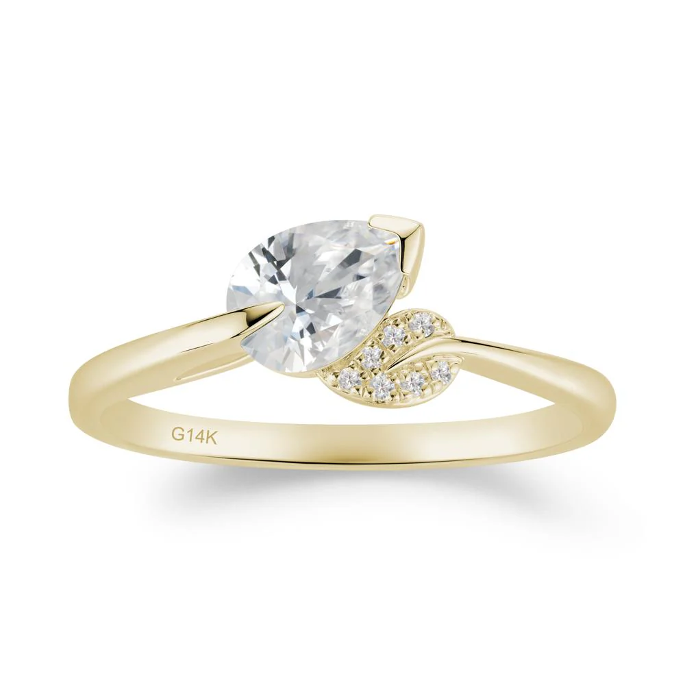 Twisted Leaf Pear Cut Cubic Zirconia Ring - Image 4