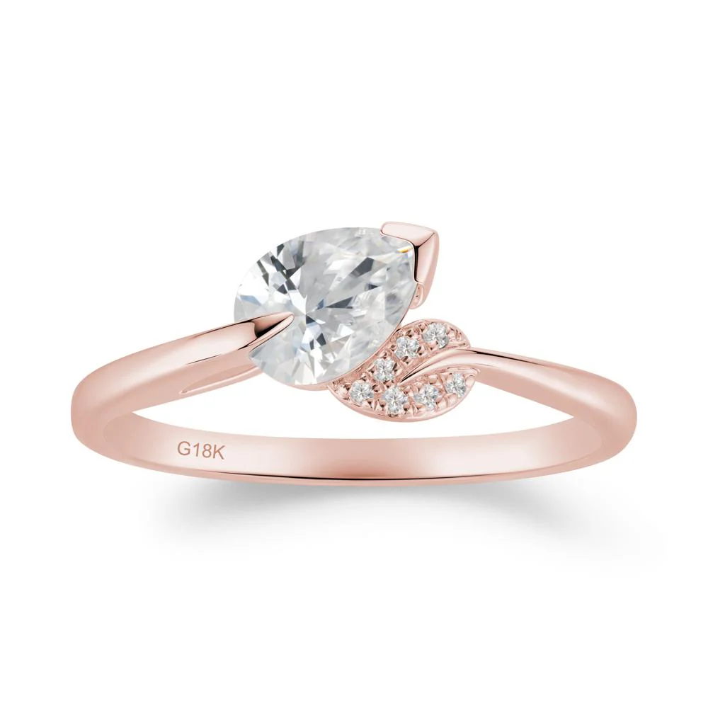 Twisted Leaf Pear Cut Cubic Zirconia Ring - Image 6