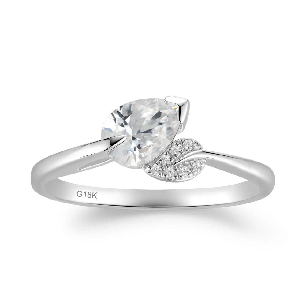 Twisted Leaf Pear Cut Cubic Zirconia Ring - Image 7
