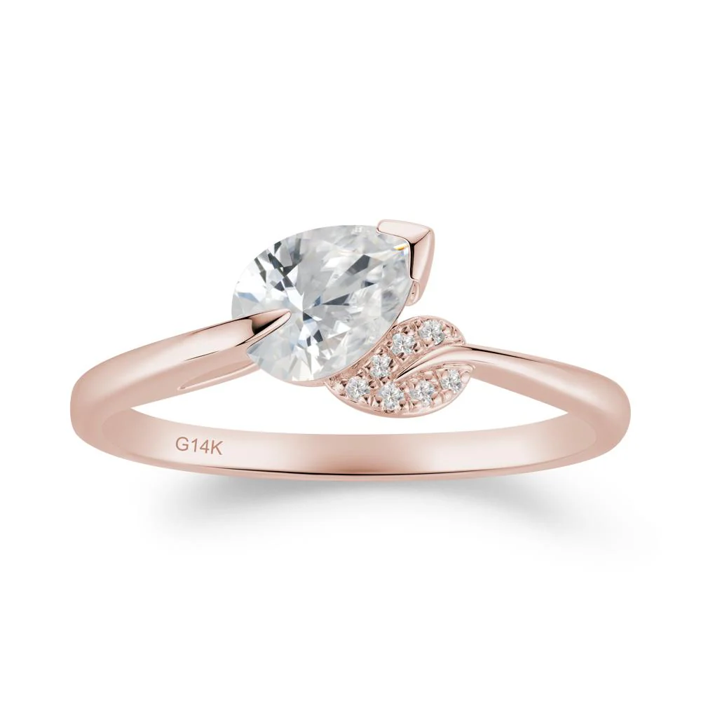 Twisted Leaf Pear Cut Cubic Zirconia Ring - Image 8