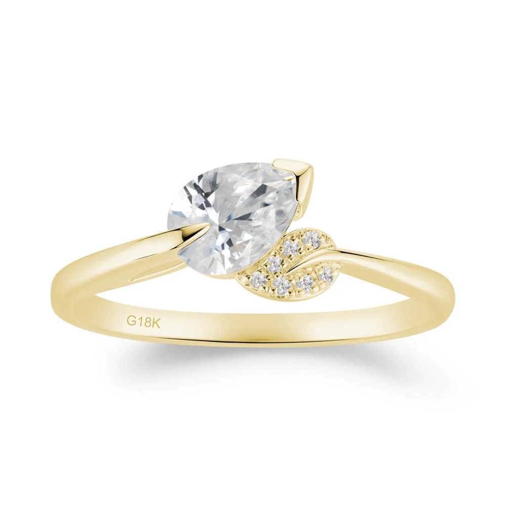Twisted Leaf Pear Cut Cubic Zirconia Ring - Image 9