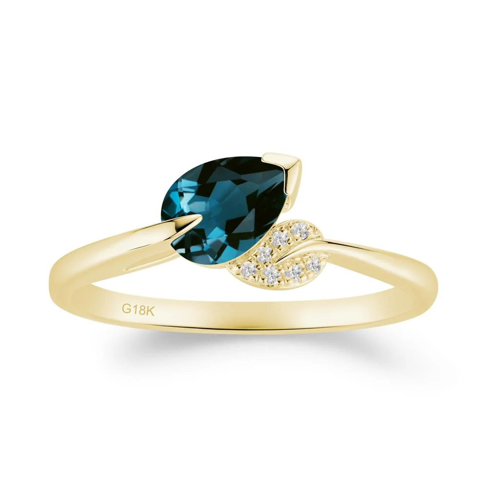 Twisted Leaf Pear Cut London Blue Topaz Ring - Image 7