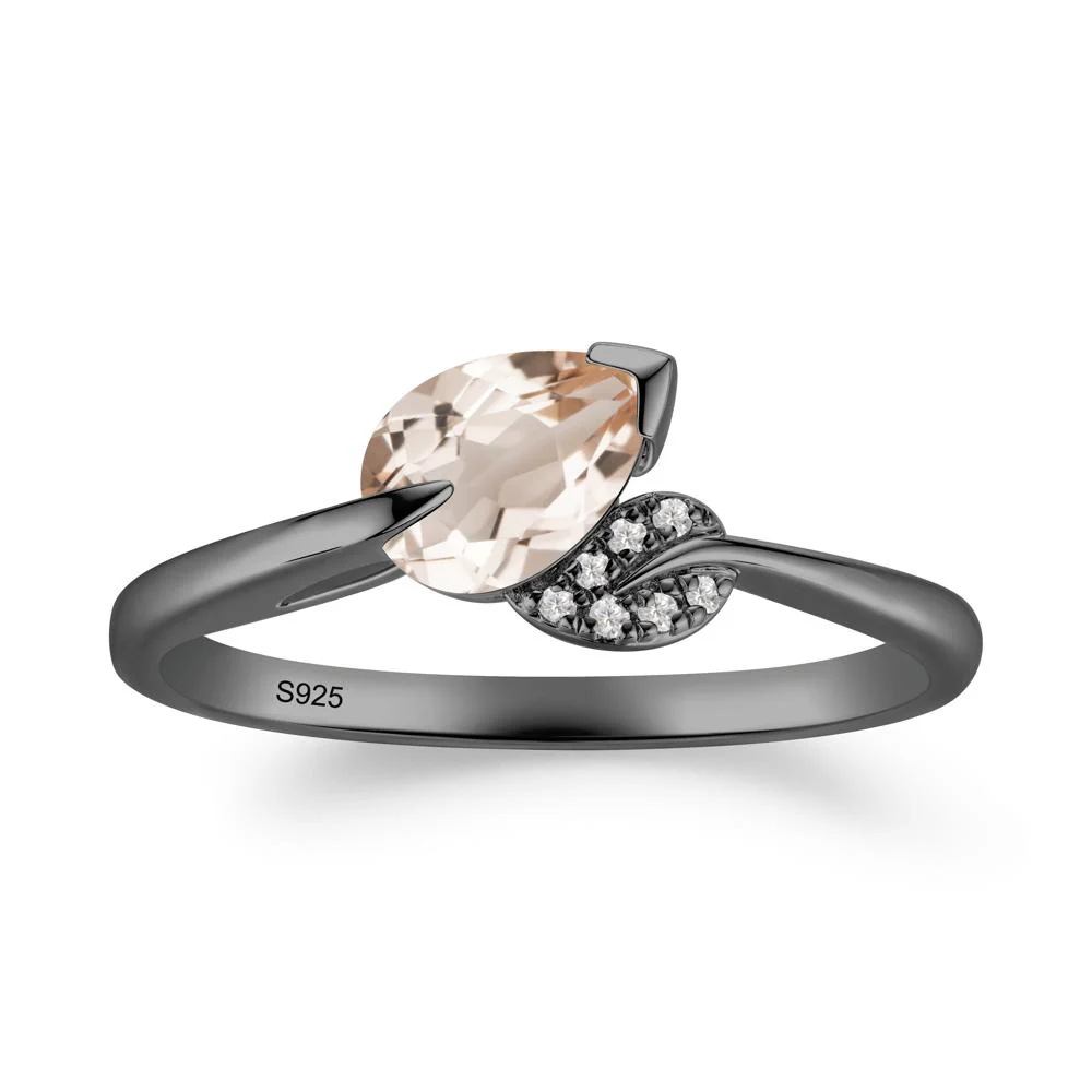 Twisted Leaf Pear Cut Morganite Ring