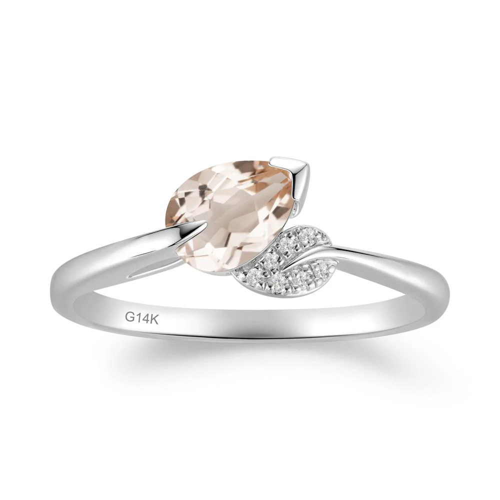 Twisted Leaf Pear Cut Morganite Ring - Image 6