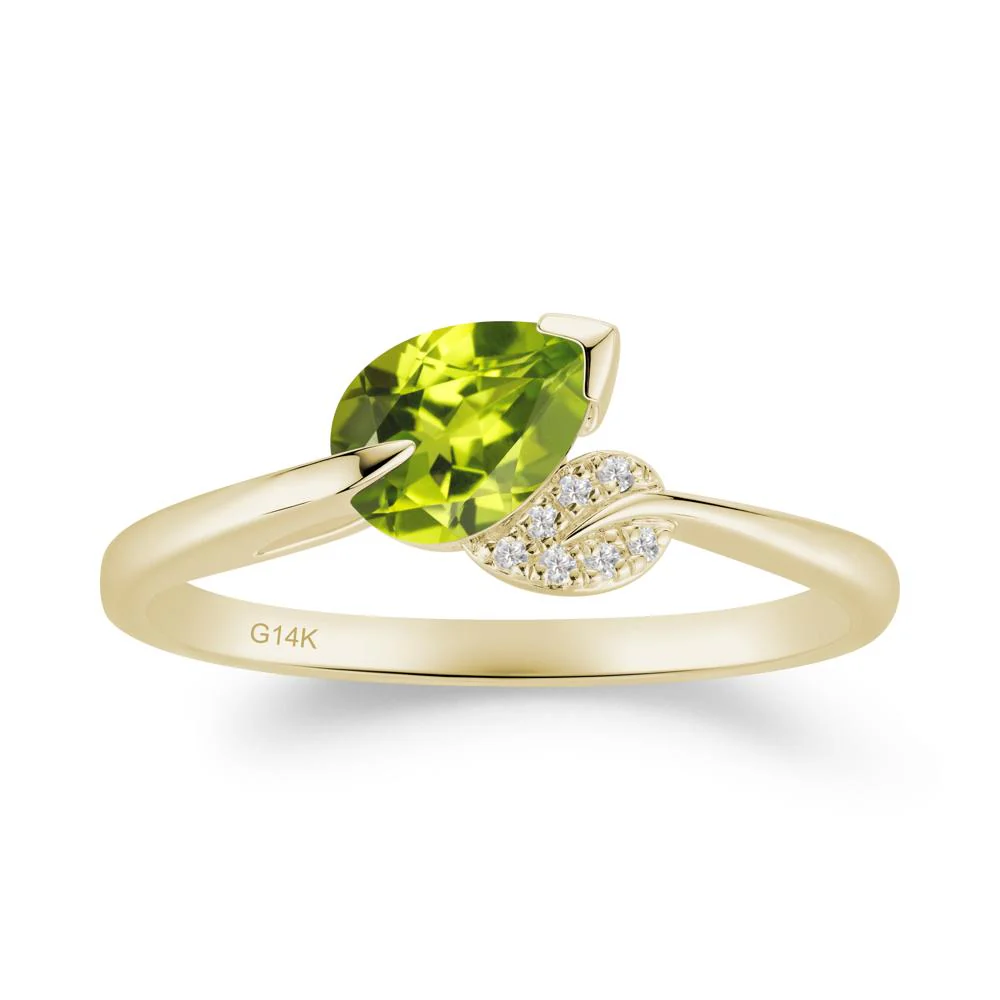 Twisted Leaf Pear Cut Peridot Ring
