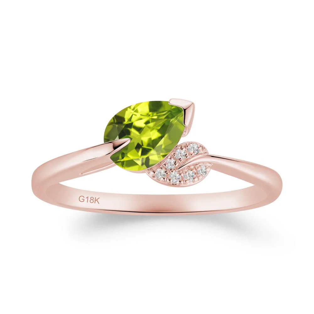 Twisted Leaf Pear Cut Peridot Ring - Image 8