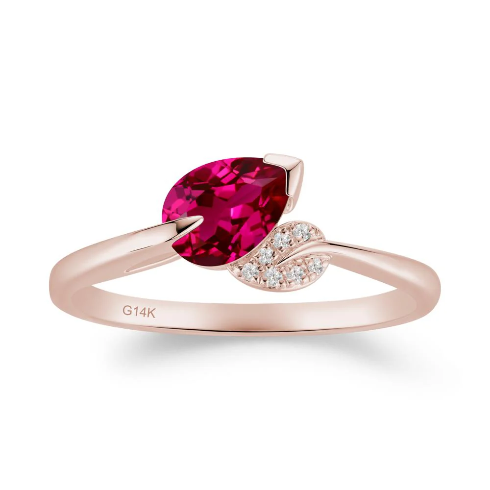 Twisted Leaf Pear Cut Ruby Ring - Image 2