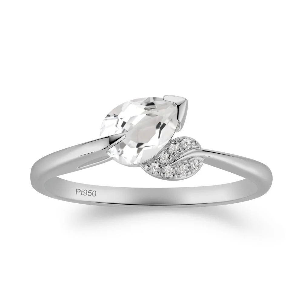 Twisted Leaf Pear Cut White Topaz Ring - Image 7