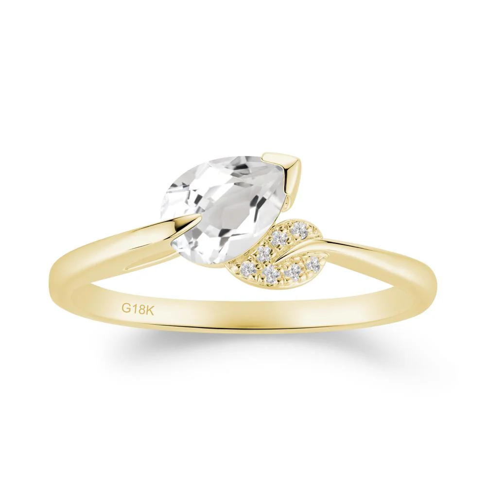 Twisted Leaf Pear Cut White Topaz Ring - Image 9
