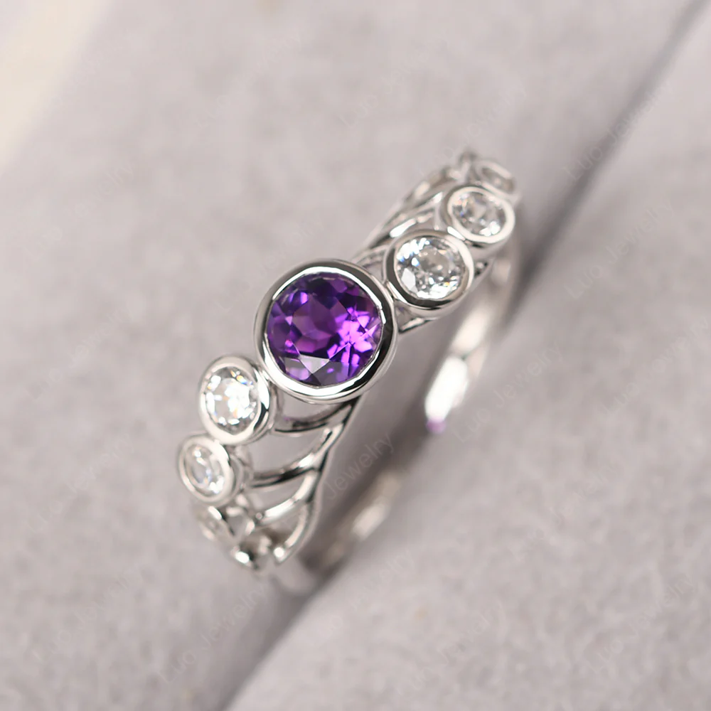 Twisted Multi Stone Amethyst Ring - Image 2