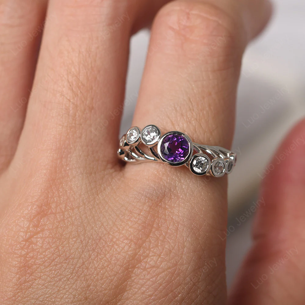 Twisted Multi Stone Amethyst Ring - Image 5