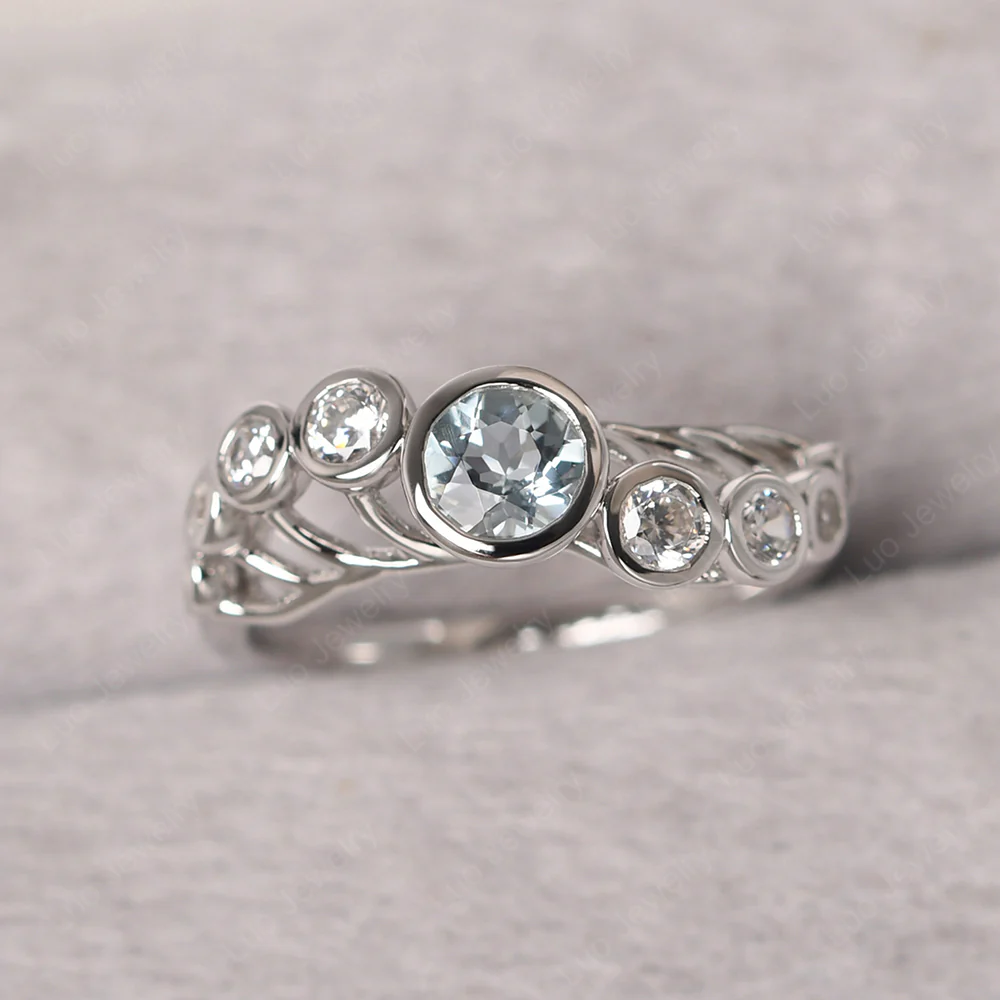 Twisted Multi Stone Aquamarine Ring