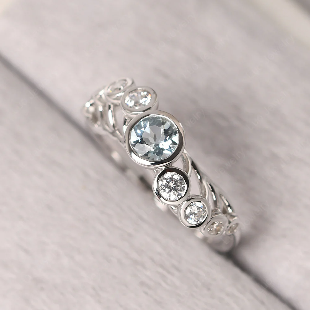 Twisted Multi Stone Aquamarine Ring - Image 2