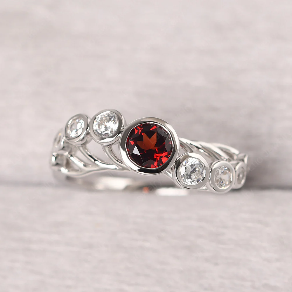 Twisted Multi Stone Garnet Ring