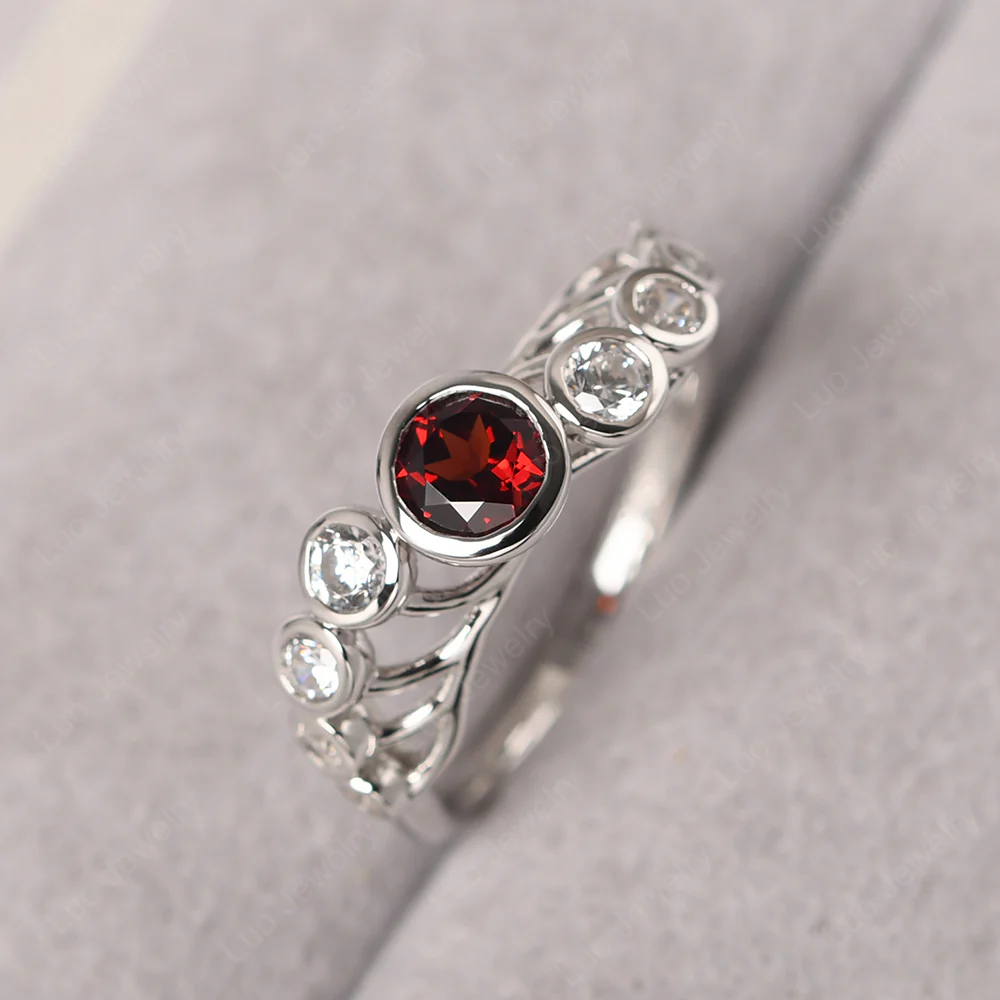 Twisted Multi Stone Garnet Ring - Image 2
