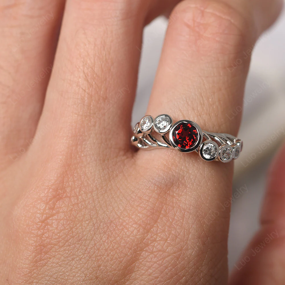 Twisted Multi Stone Garnet Ring - Image 5