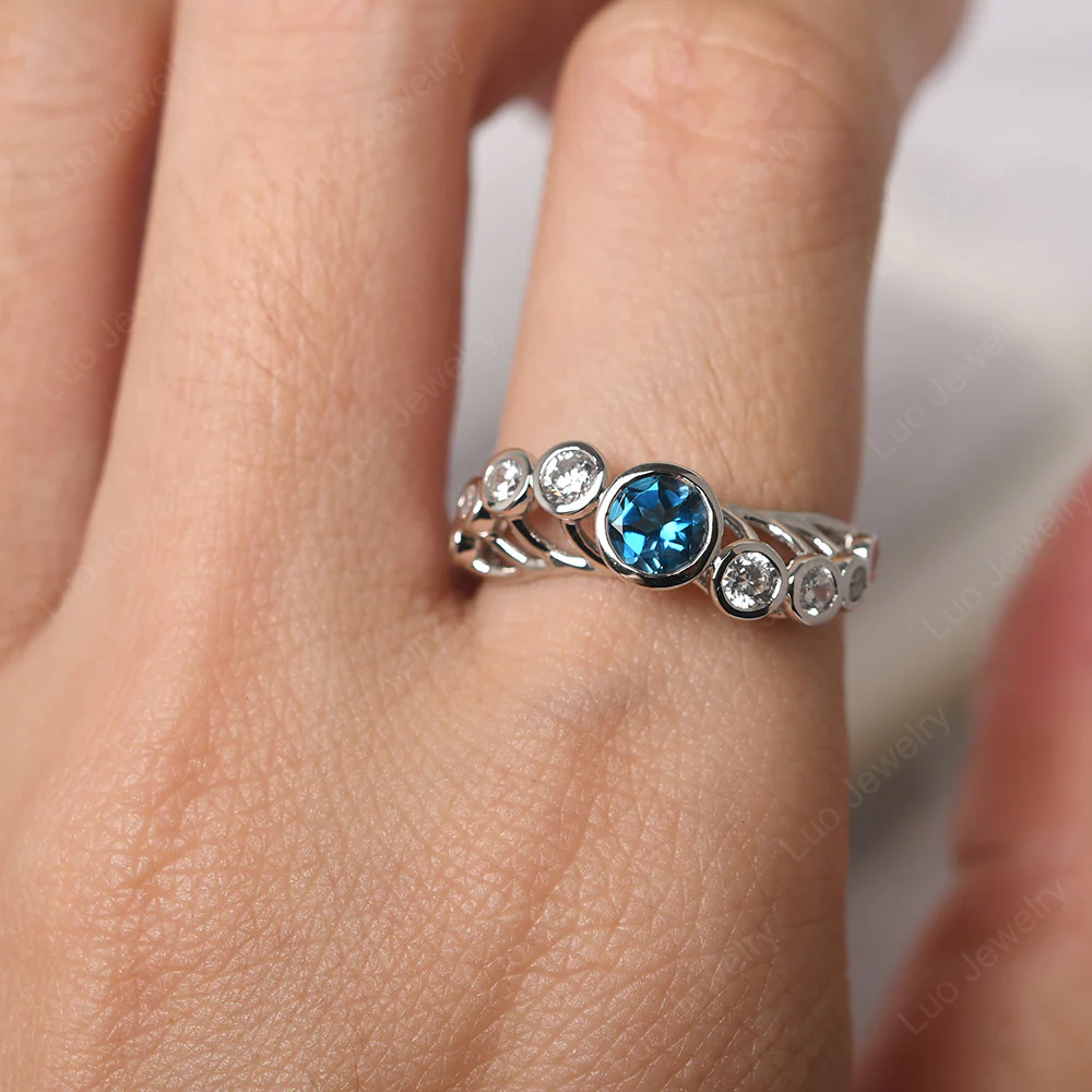 Twisted Multi Stone London Blue Topaz Ring - Image 4