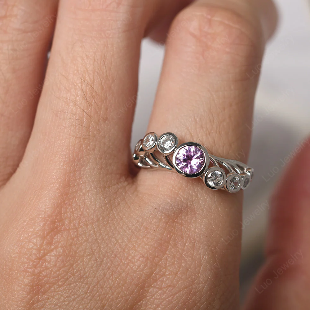 Twisted Multi Stone Pink Sapphire Ring - Image 5
