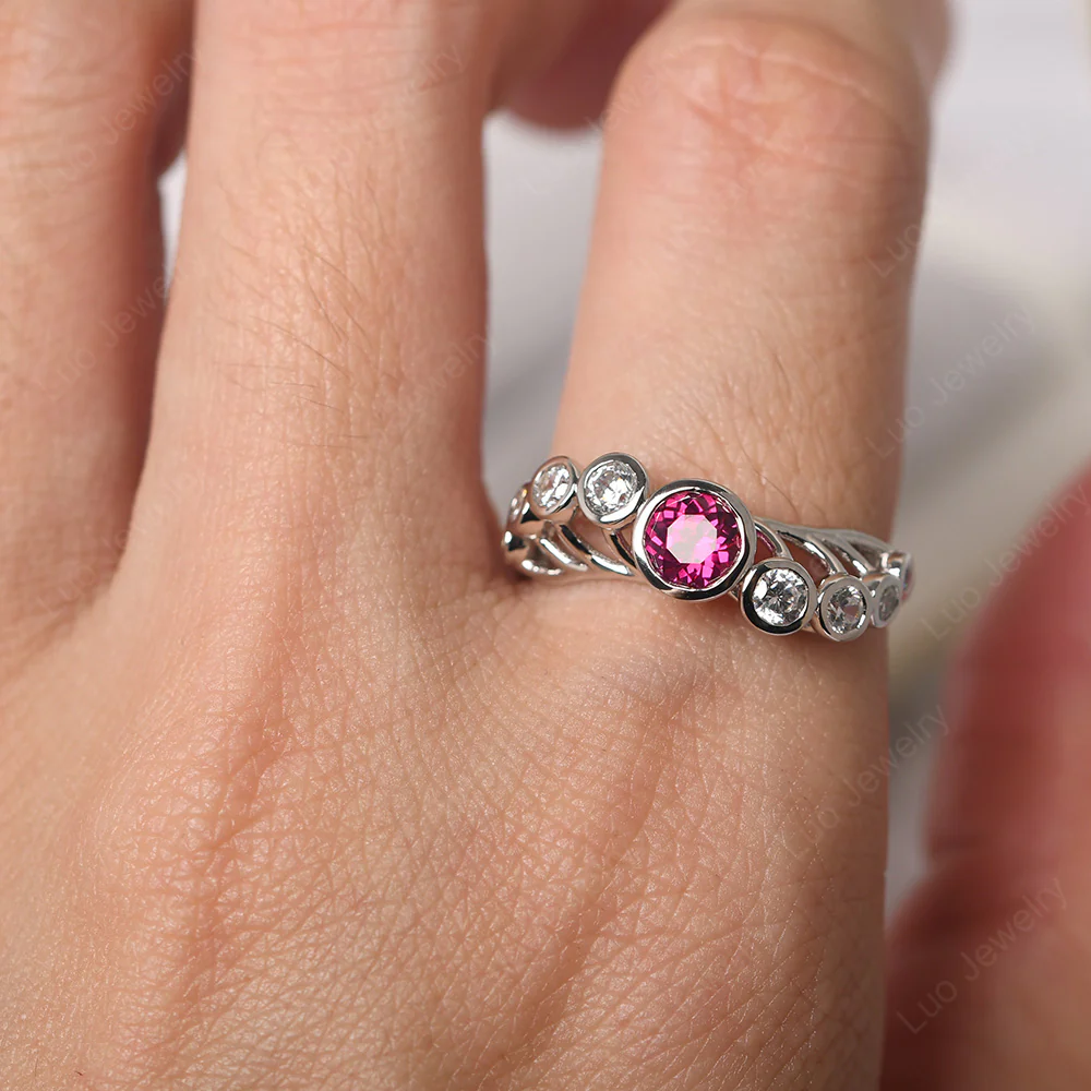 Twisted Multi Stone Ruby Ring - Image 5
