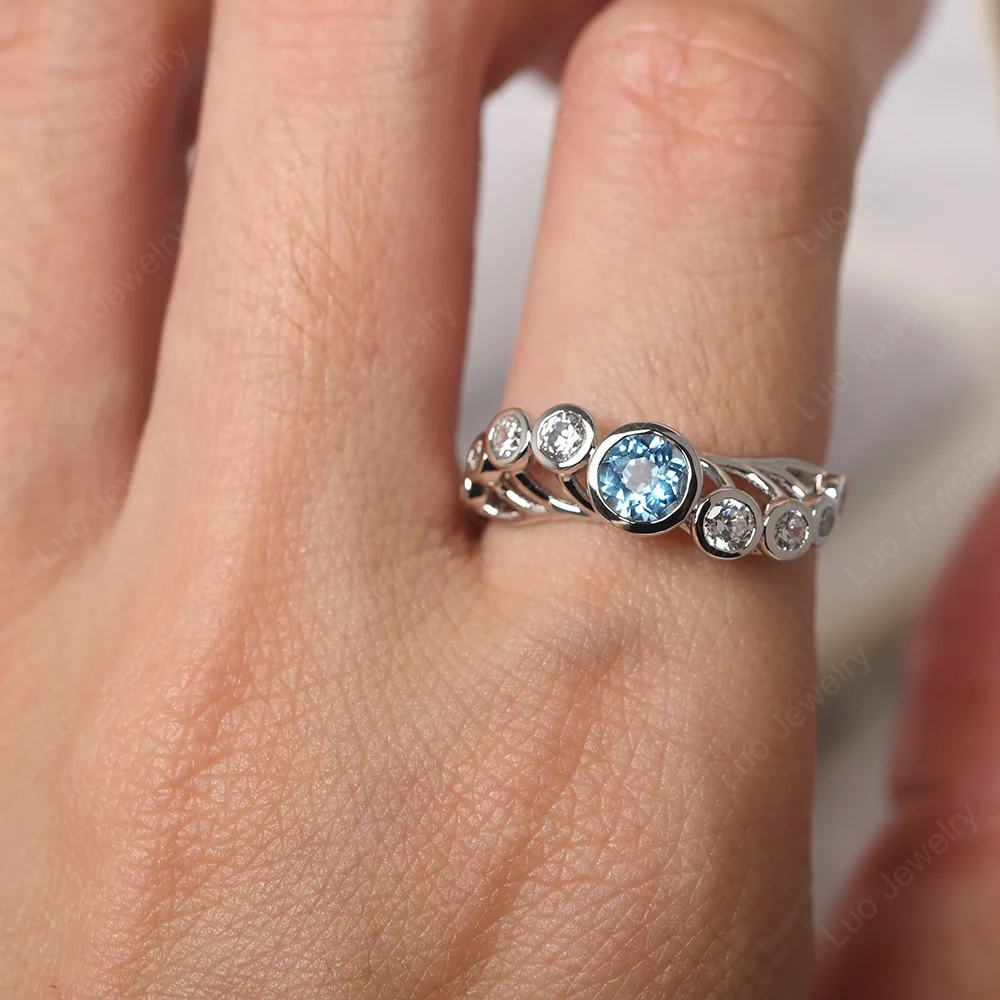 Twisted Multi Stone Swiss Blue Topaz Ring - Image 5