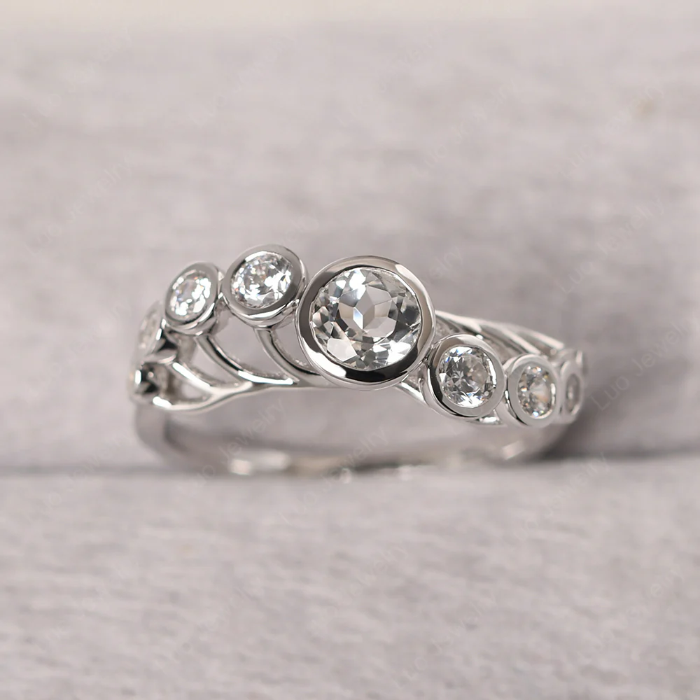 Twisted Multi Stone White Topaz Ring