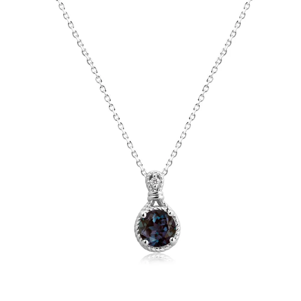 Twisted Rope Halo Alexandrite Pendant - Image 3