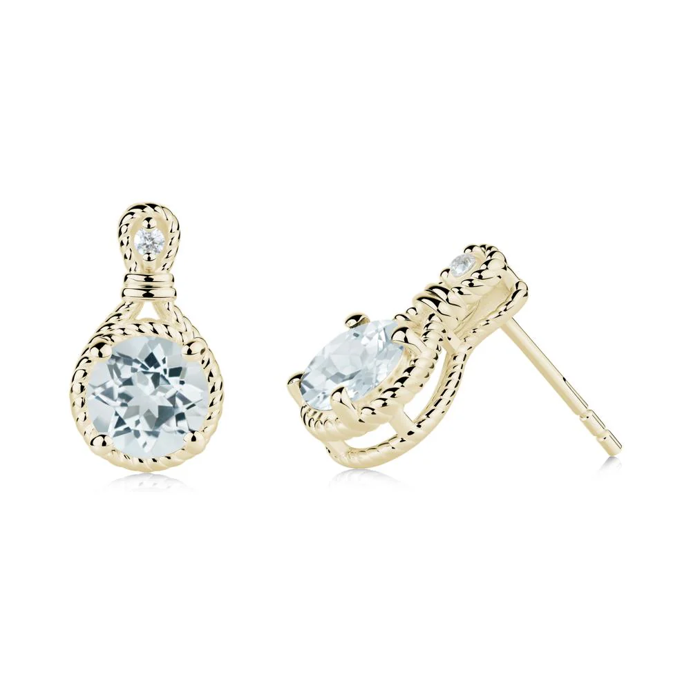 Twisted Rope Halo Aquamarine Stud Earrings - Image 8