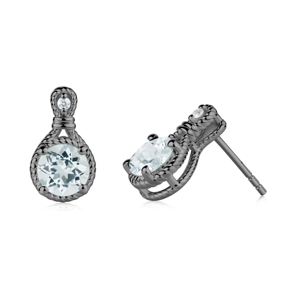 Twisted Rope Halo Aquamarine Stud Earrings - Image 9