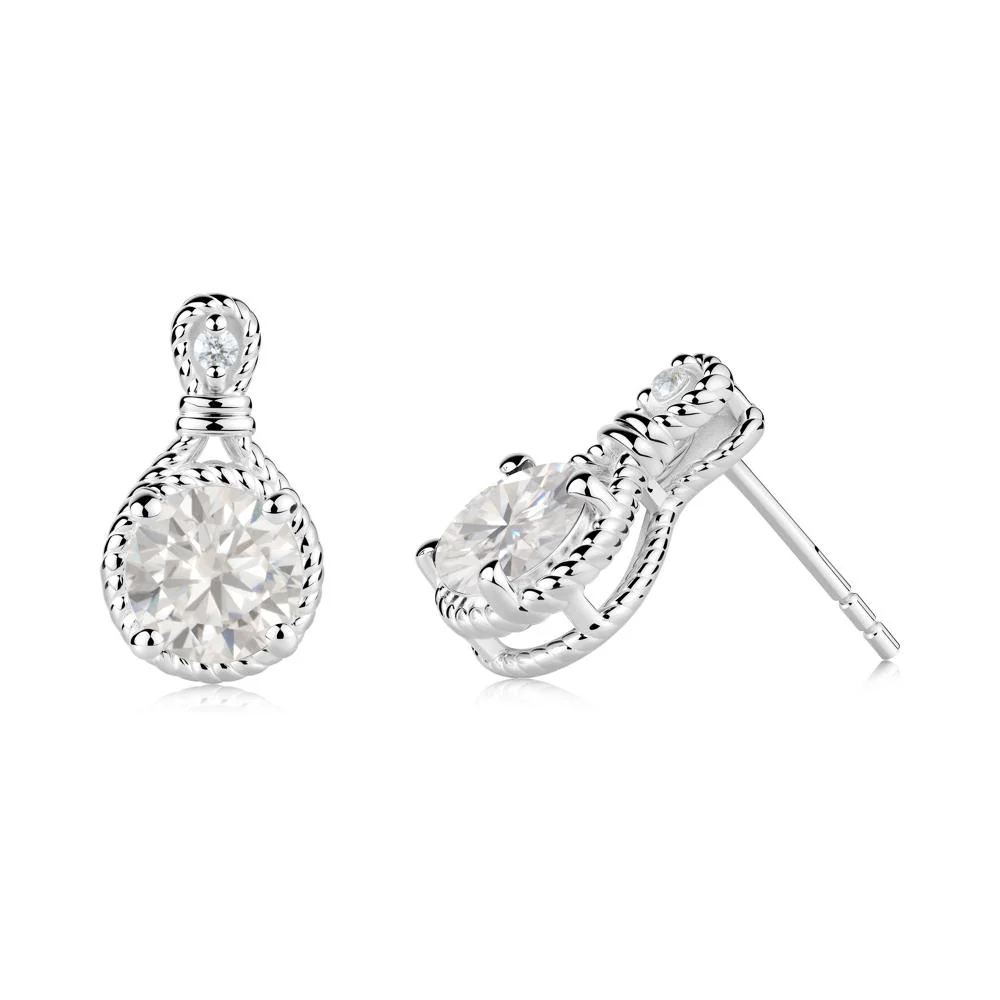 Twisted Rope Halo Cubic Zirconia Stud Earrings - Image 2