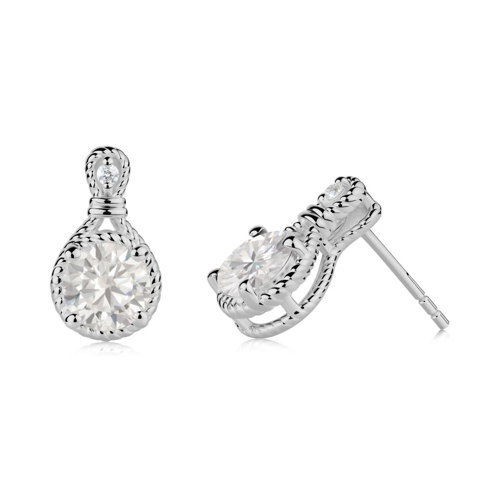 Twisted Rope Halo Cubic Zirconia Stud Earrings - Image 5