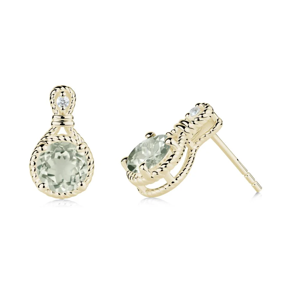 Twisted Rope Halo Green Amethyst Stud Earrings - Image 2