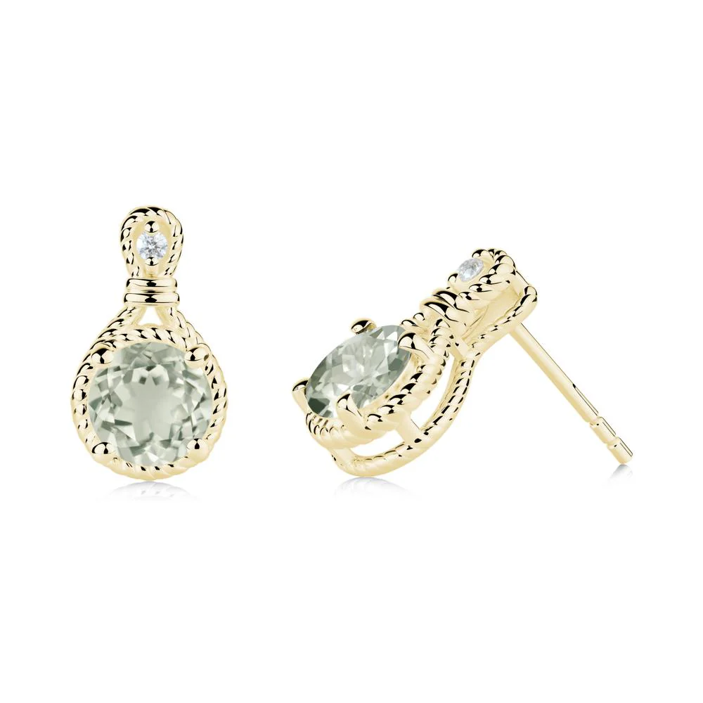 Twisted Rope Halo Green Amethyst Stud Earrings - Image 3