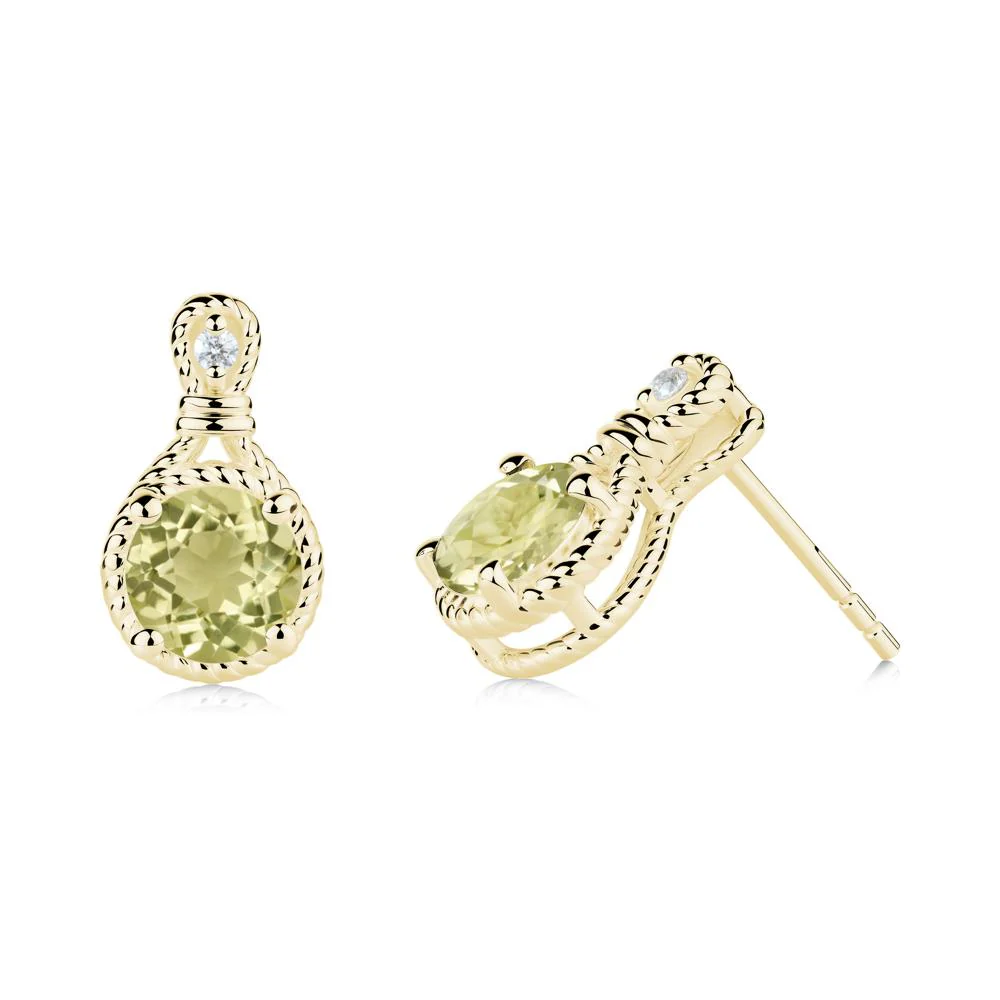 Twisted Rope Halo Lemon Quartz Stud Earrings - Image 8