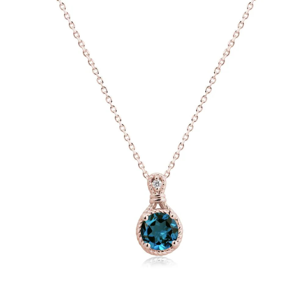 Twisted Rope Halo London Blue Topaz Pendant - Image 2